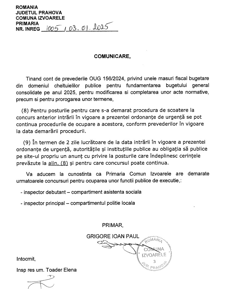 Izvoarele angajari 2025